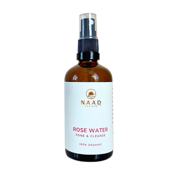 Organic Rose Water best used as facial toner or facial cleanser. Hydrates and cools skin